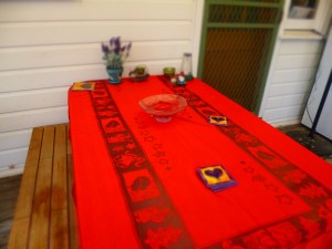 Outside table where we sit with friends. 